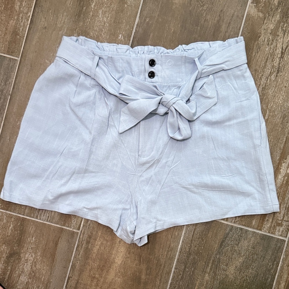 Pink Lily Soft light blue High Waist Bow Shorts